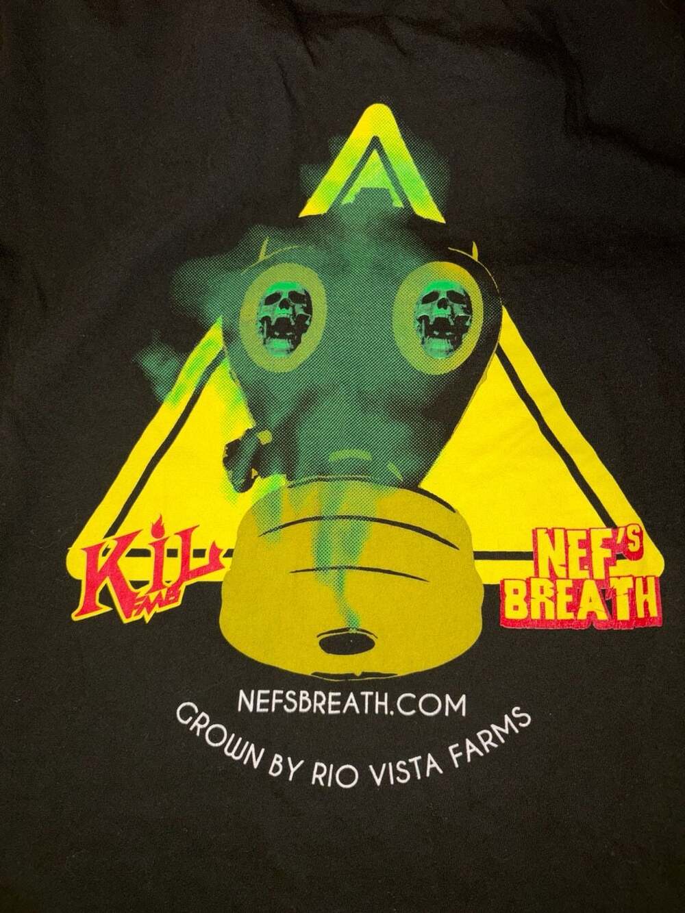 Rio Vista Farms Nef's Breath T-Shirt Size 2XL Black Gas Mask